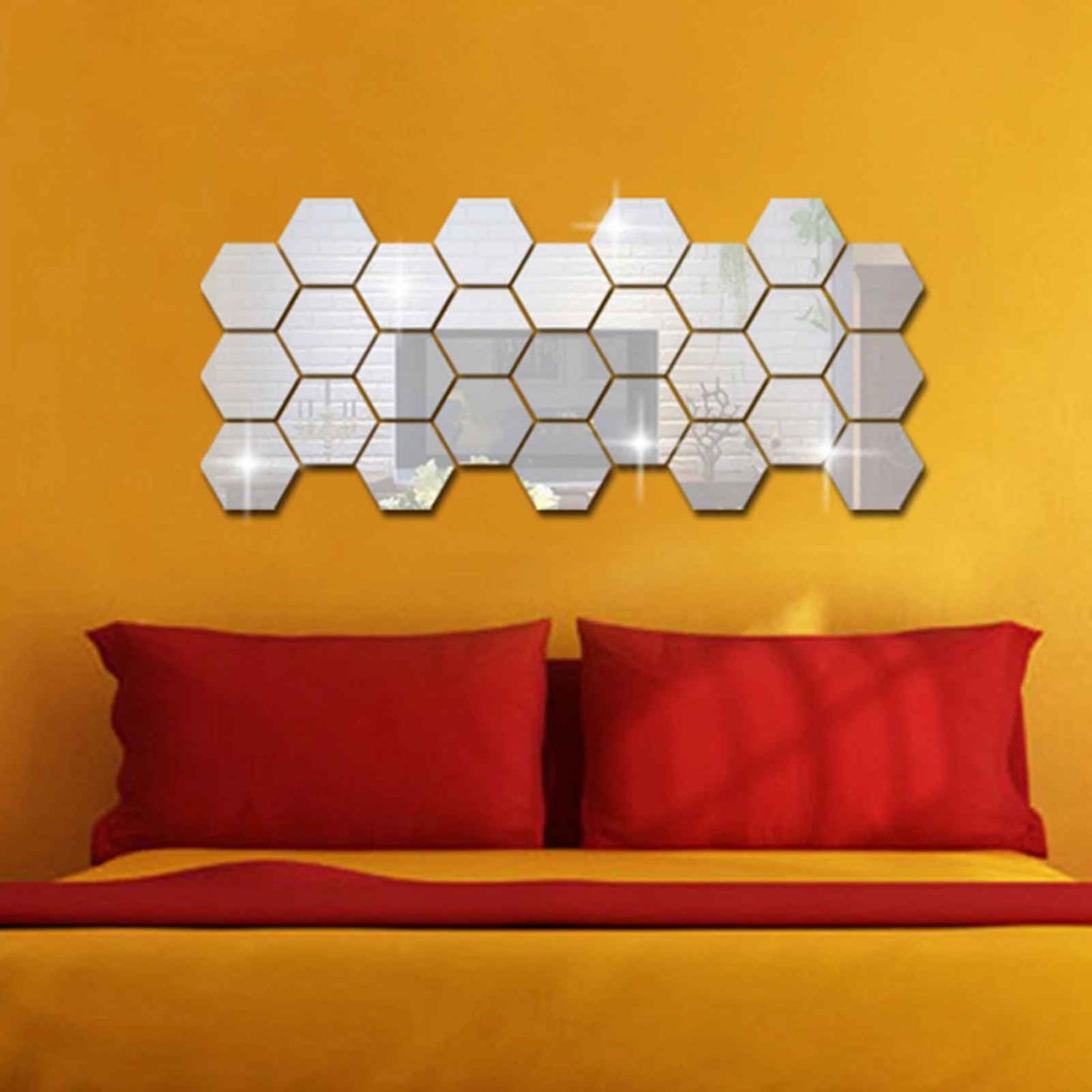 Hexagon Shape Acrylic Mirror Wall Stickers