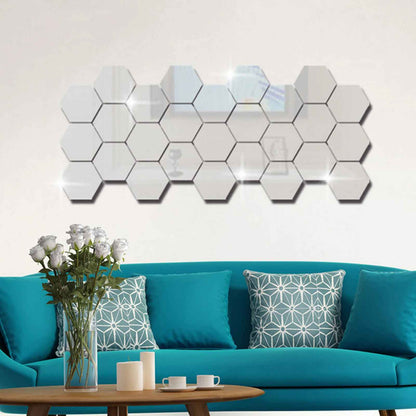 Hexagon Shape Acrylic Mirror Wall Stickers