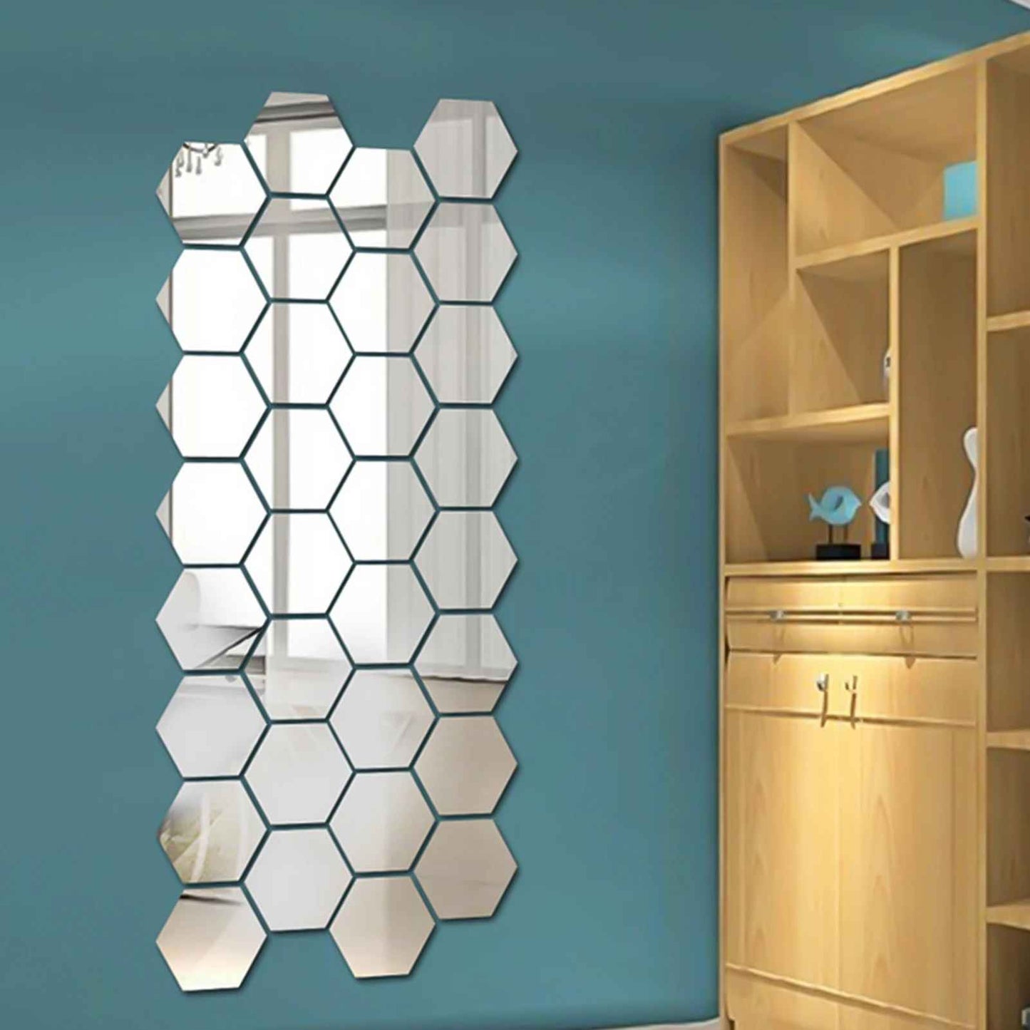 Hexagon Shape Acrylic Mirror Wall Stickers