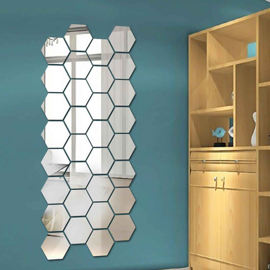 Hexagon Shape Acrylic Mirror Wall Stickers